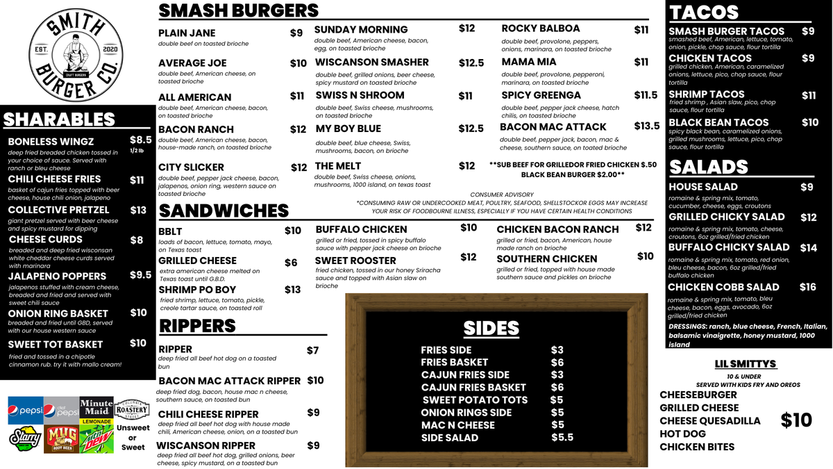 Collective Pour Menu Smith Burger Company